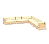 vidaXL 9-tlg. Set de salon de jardin avec baisers en crème Massivholz Kiefer