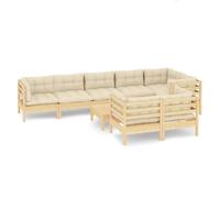 vidaXL 9-tlg. Set de salon de jardin avec baisers en crème Massivholz Kiefer
