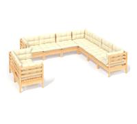 vidaXL 9-tlg. Set de salon de jardin avec baisers en crème Massivholz Kiefer