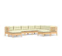 vidaXL 9-tlg. Set de salon de jardin avec baisers en crème Massivholz Kiefer