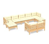 vidaXL 9-tlg. Set de salon de jardin avec baisers en crème Massivholz Kiefer