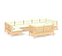 vidaXL 9-tlg. Set de salon de jardin avec baisers en crème Massivholz Kiefer