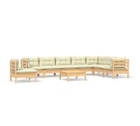 vidaXL 9-tlg. Set de salon de jardin avec baisers en crème Massivholz Kiefer