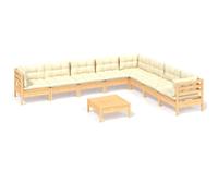 vidaXL 9-tlg. Set de salon de jardin avec baisers en crème Massivholz Kiefer
