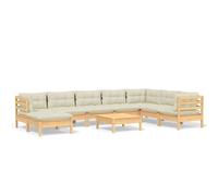 vidaXL 9-tlg. Set de salon de jardin avec baisers en crème Massivholz Kiefer