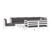 vidaXL 9-tlg. Set de salon de jardin avec baisers Weiß Kiefer Massivholz
