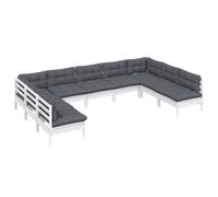 vidaXL 9-tlg. Set de salon de jardin avec baisers Weiß Kiefer Massivholz