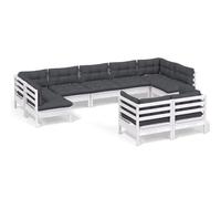 vidaXL 9-tlg. Set de salon de jardin avec baisers Weiß Kiefer Massivholz