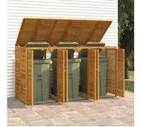 Abri à poubelle triple 210x89x117 cm bois massif d acacia