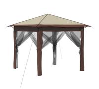 vidaXL, tonnelle avec 4 parois, dimensions 2,6 x 2,6 m, couleur crème et marron