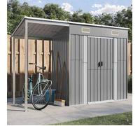 vidaXL Abri de jardin avec toit allongé gris clair 277 x 107 x 181 cm en Métal 364525