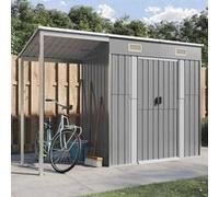 vidaXL Abri de Jardin avec Toit Prolongé, Cabane à Outils avec Poignées, Remise à Outils, Abri de Rangement Terrasse, Gris 364525 Gris G