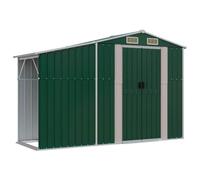 vidaXL Abri de Jardin, Cabane à Outils avec Poignées, Remise à Outils avec Toit Inclinable, Abri de Rangement Terrasse, Vert 277x93x179 cm Acier Galvanisé