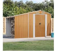 vidaXL Abri de Jardin, Cabane à Outils avec Poignées, Remise à Outils avec Toit Inclinable, Abri de Rangement, Marron Clair 277x192,5x179 cm Acier Galvanisé