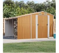 vidaXL Abri de Jardin, Cabane à Outils avec Poignées, Remise à Outils avec Toit Inclinable, Abri de Rangement, Marron Clair 277x279x179 cm Acier Galvanisé
