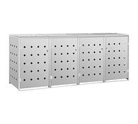 vidaXL Abri pour poubelles quadruple sur roulettes – 4 x 240 L – Acier inoxydable