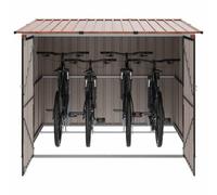 vidaXL Abri de vélo 3 pcs Marron 216 x 207 x 158 cm Métал, Abri métal Moderne, Rangement extérieur pour vélos, Jardin et terrasse, Compartiment Solide et sécurisé