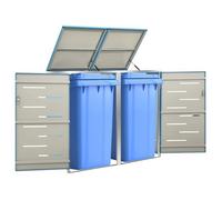 vidaXL Abri pour Deux Poubelles, Cache-poubelle avec Couvercle, Boîte de Rangement à Poubelles Jardin Extérieur, 149567