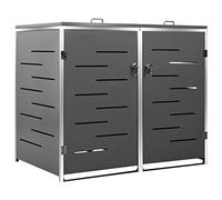 vidaXL Abri pour Deux Poubelles, Cache-Poubelle avec Couvercle, Boîte de Rangement à Poubelles Jardin Extérieur, 138x77,5x112,5 cm Acier Galvanisé