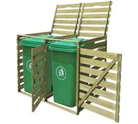 vidaXL Abri pour poubelle double 240 L Bois imprégné avec roulettes – Jardin/Patio