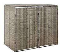 vidaXL Abri pour Poubelle Double Gris 140x80x117 cm Résine tressée