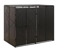 vidaXL Abri pour Poubelle Double Noir 140x80x117 cm Résine tressée
