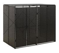 Abri Pour Poubelles 2 Bacs Résine Tressée Noir Acier Poudre 140x80x117 Cm