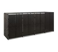 vidaXL Abri pour poubelle quadruple Noir 274x80x117 cm Résine tressée 319863