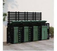 vidaXL Abri pour Poubelle Quadruple sur Roulettes, Cache-poubelle avec Porte et Couvercle, Hangar à Poubelles avec Rangement