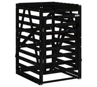 vidaXL Box pour poubelles 84x90x128,5 cm Noir Pin massif avec porte et roulettes