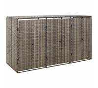 Vidaxl Abri Pour Poubelle Triple Gris 207x80x117 Cm Résine Tressée