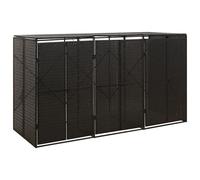 Vidaxl Abri Pour Poubelle Triple Noir 207x80x117 Cm Résine Tressée