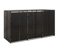 vidaXL Abri pour poubelle triple Noir 207x80x117 cm Résine tressée 319862