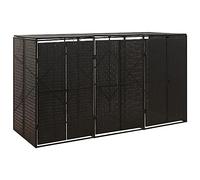 vidaXL Abri pour Poubelle Triple Noir 207x80x117 cm Résine tressée, Stockage de Poubelle à Roue Unique, Couvercle pour Poubelle, abri pour Poubelle à Roue Unique
