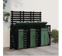 vidaXL Abri pour Poubelle Triple sur Roulettes, Cache-poubelle avec Porte et Couvercle, Hangar à Poubelles avec Rangement 3157695