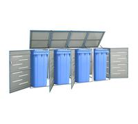 vidaXL Abri pour quatre poubelles 276,5x77,5x112,5 cm Inox