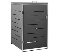 vidaXL Abri pour Trois Poubelles, Cache-Poubelle avec Couvercle, Boîte de Rangement à Poubelles Jardin Extérieur, 207x77,5x112,5 cm Acier Galvanisé