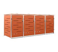 vidaXL Abri pour Trois Poubelles, Cache-Poubelle avec Couvercle, Boîte de Rangement à Poubelles Jardin Extérieur, 207x77,5x112,5 cm Acier Galvanisé