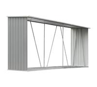 vidaXL Dépôt de bois de chauffage en acier galvanisé 330x84x152 cm Gris