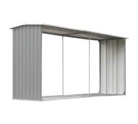 vidaXL Dépôt de bois de chauffage en acier galvanisé 330 x 92 x 153 cm Gris