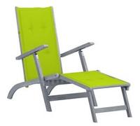 Chaise longue vidaXL avec repose-pieds et coussin, en bois massif d'acacia