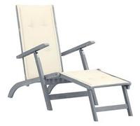 Chaise longue vidaXL avec repose-pieds et coussin, en bois massif d'acacia