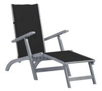 Chaise longue vidaXL avec repose-pieds et coussin, en bois massif d'acacia