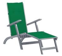 vidaXL Acacia Solide Chaise de Terrasse avec Repose-pied et Coussin Transat de Jardin Bain de Soleil de Patio Chaise Longue de Terrasse Extérieur