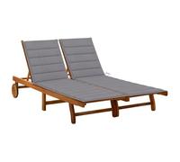 vidaXL Acacia Solide Chaise Longue de Jardin 2 Places avec Coussins Bain de Soleil d'Extérieur Transat de Patio Chaise 3061375
