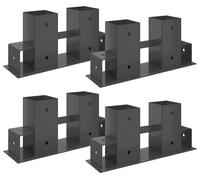 vidaXL Accessoires pour empiler le bois, 4 pièces, anthracite, 34 x 10 x 15 cm, acier