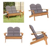 vidaXL Adirondack Banc de jardin avec coussins 126 cm Bois massif Acacia - Banc de jardin - Meubles de jardin - Meubles d'extérieur