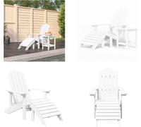 vidaXL Adirondack Chaise de jardin avec tabouret & table HDPE Blanc - Chaise de jardin - Chaise d'extérieur - Fauteuil de jardin
