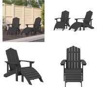 vidaXL Adirondack Chaises de jardin 2 pcs. avec tabourets HDPE Blanc - Chaise de jardin - Chaise d'extérieur - Fauteuil de jardin