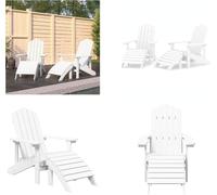 vidaXL Adirondack Chaises de jardin 2 pcs. avec tabourets HDPE Blanc - Chaise de jardin - Chaise d'extérieur - Fauteuil de jardin